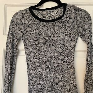 Free People Long Sleeve Sheer Pattern Tee | Size XS